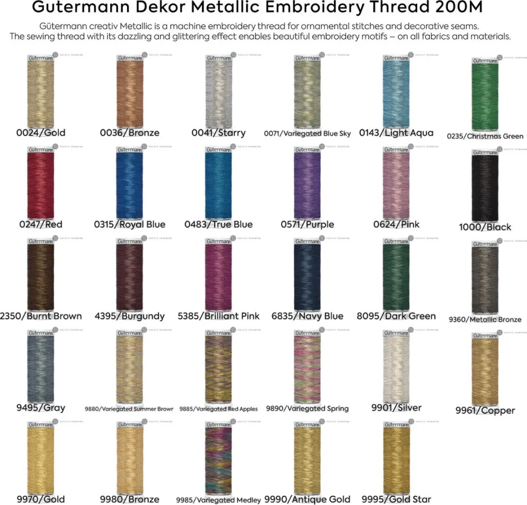 Gutermann Metallic Borduurgaren 9495 - 200m - Grijs Zilver