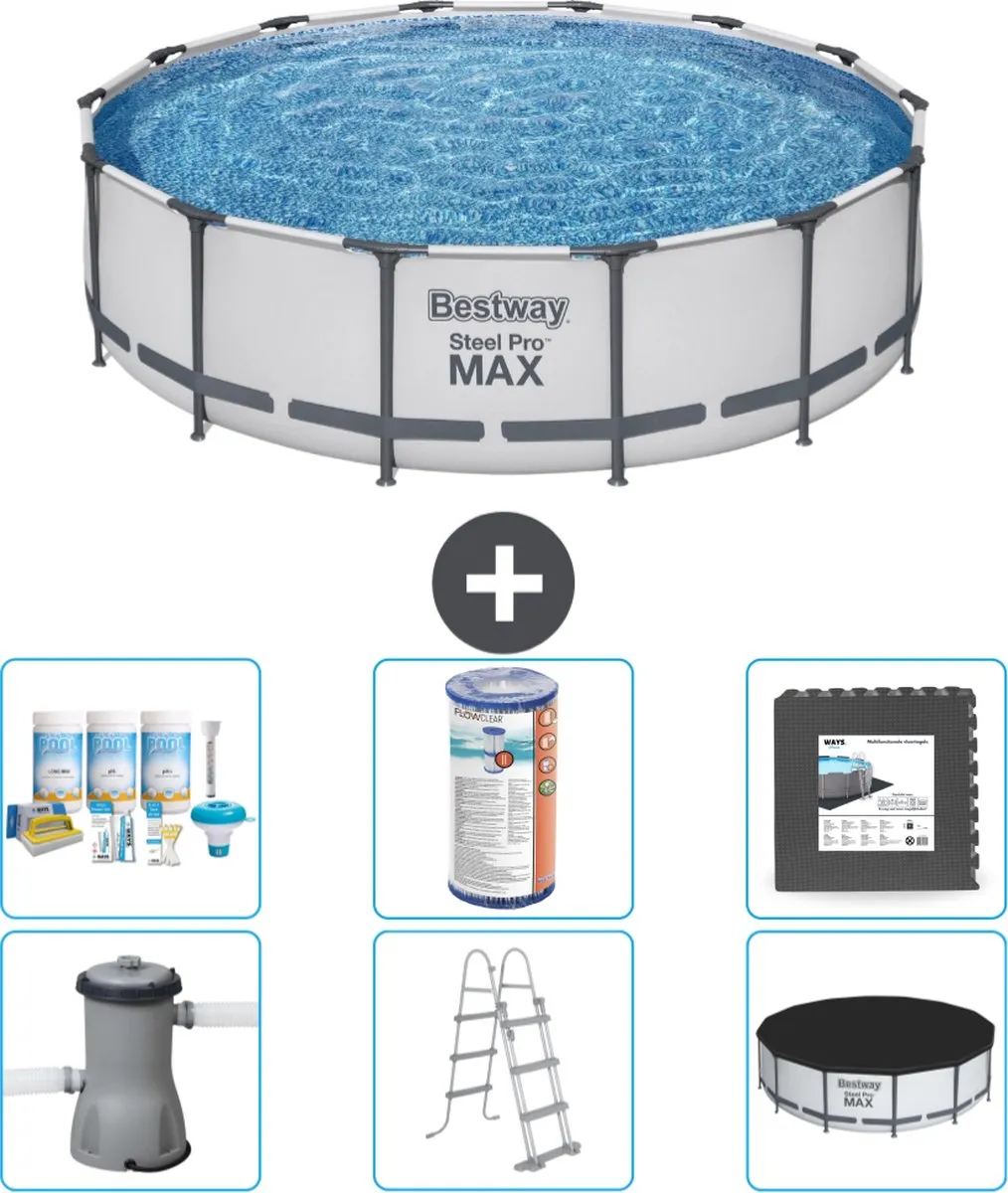 Bestway Steel Pro MAX Zwembad 427x107cm - Grijs - 15.232L - afbeelding 2 van 6