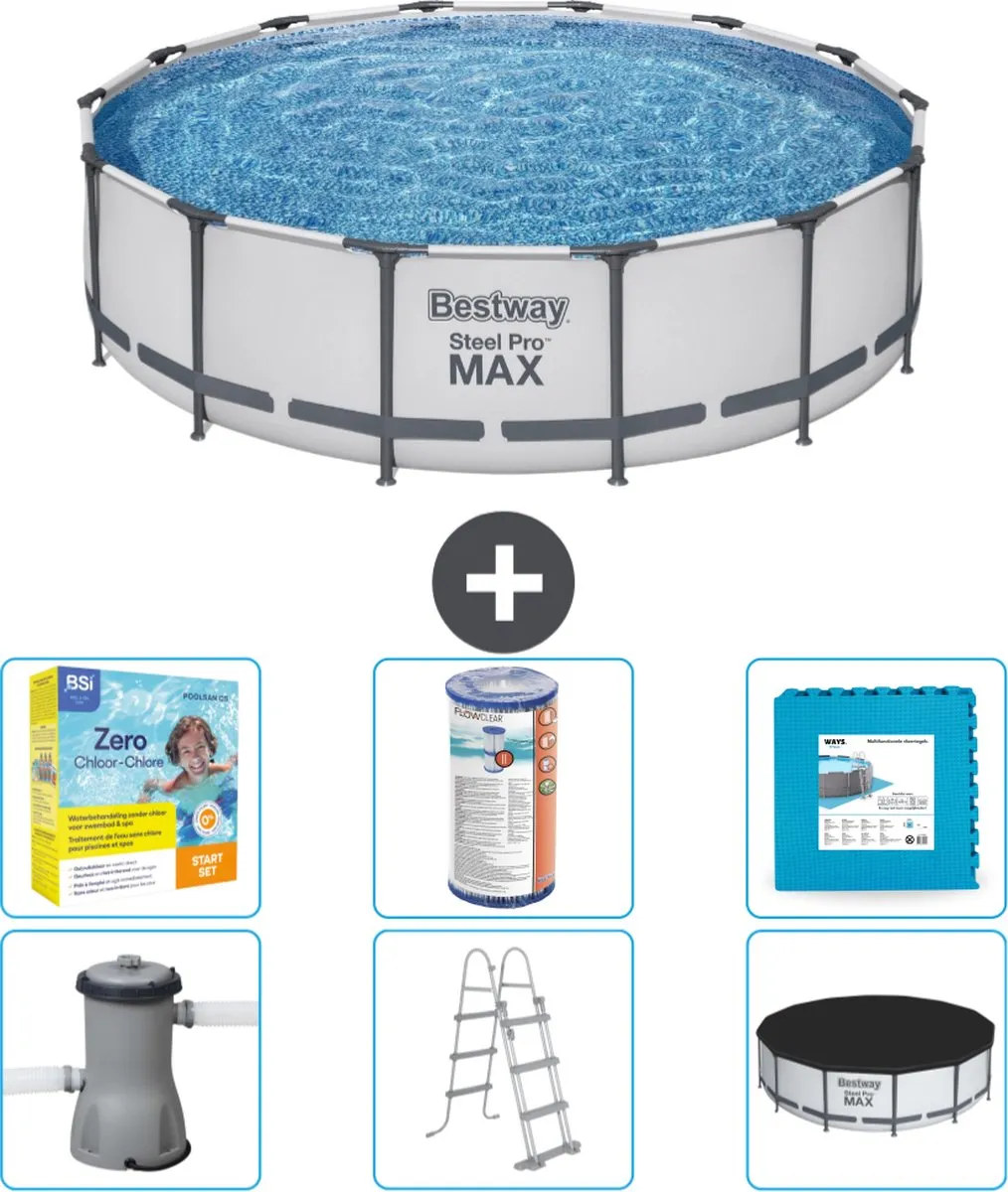 Bestway Steel Pro MAX Zwembad 427x107cm - Grijs - 15.232L - afbeelding 4 van 6
