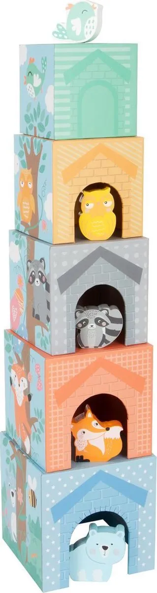 Small Foot Stapeltoren Bosdieren Pastel - 10-delig