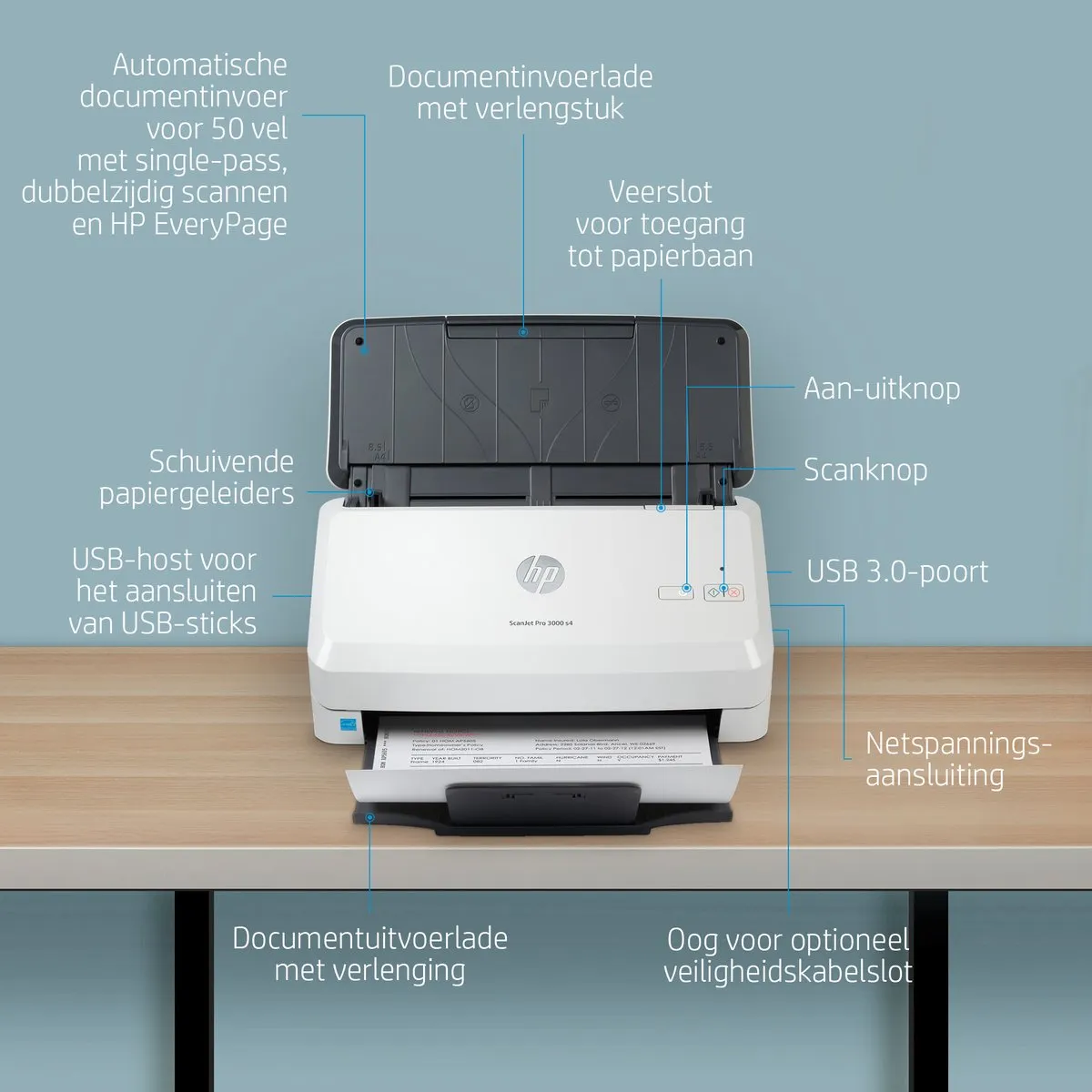 HP ScanJet Pro 3000 s4 6FW07A#B19 Paginascanner - A4 - 600x600 DPI