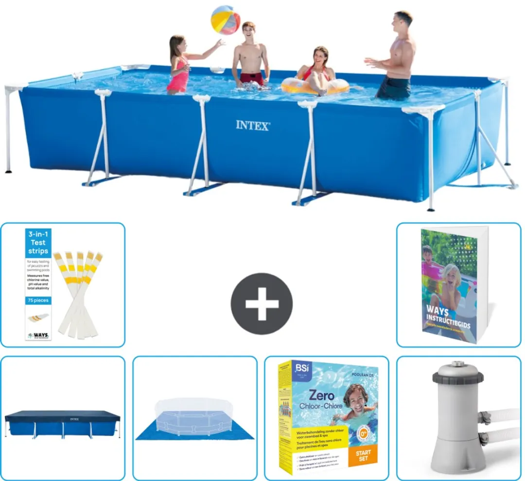 Intex 28273NP-Blauw Rechthoekig Frame Zwembad 450x220x84cm