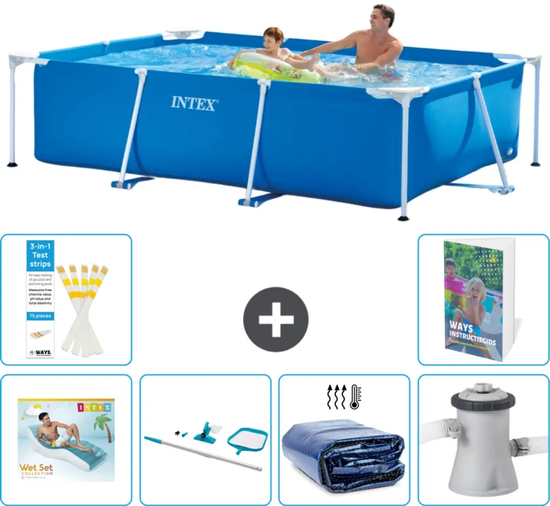 Intex 28271NP-Blauw Rechthoekig Frame Zwembad 260x160cm - Blauw - 7-delig - afbeelding 2 van 6