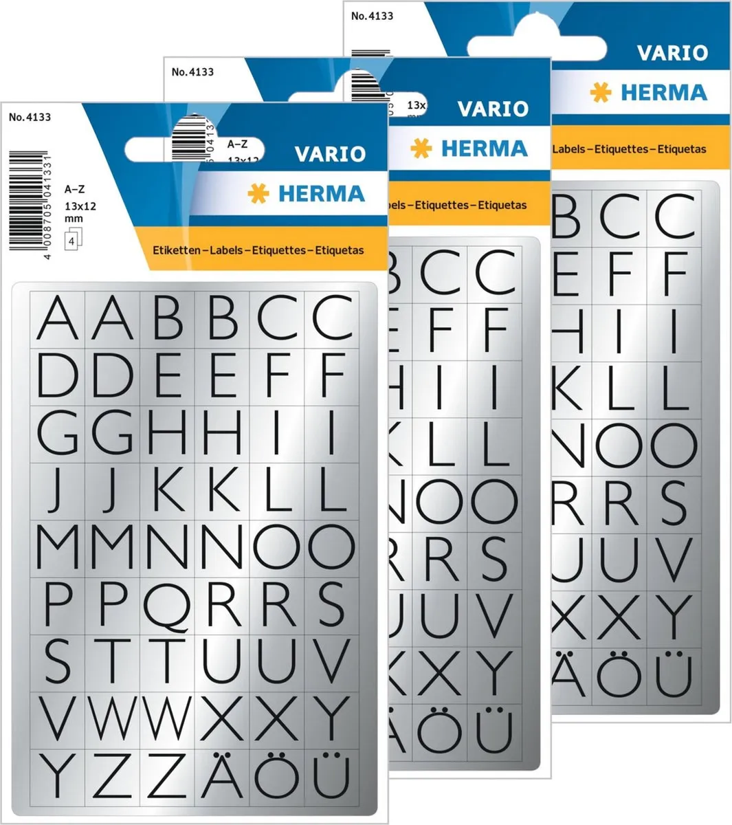 Herma Alfabet Stickers Zwart/Zilver 432 Stuks