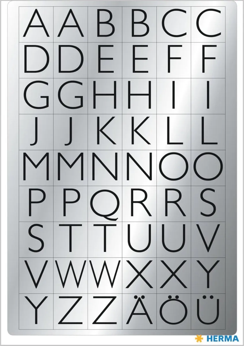 Herma Alfabet Stickers Zwart/Zilver 432 Stuks
