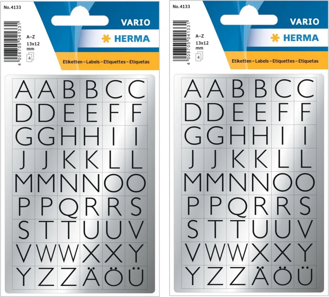 Herma Alfabet Stickers Zwart/Zilver 432 Stuks