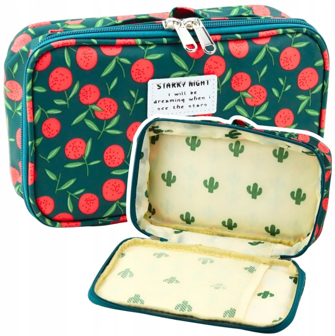 Lean Toys Cosmetica Tas Etui - Kersen - 22,5 cm - afbeelding 3 van 3