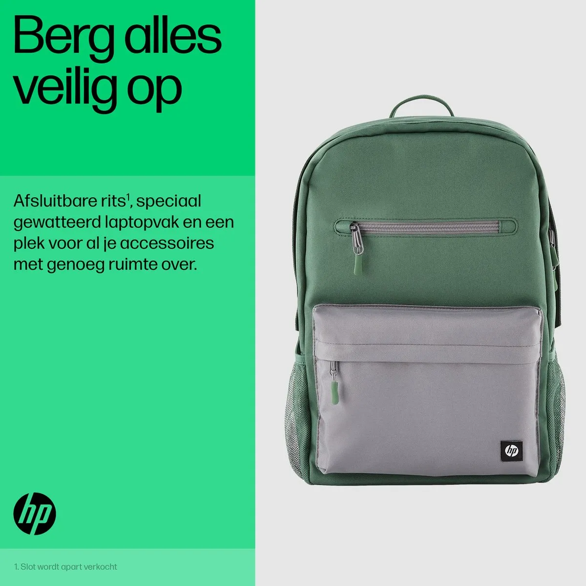 HP Campus Backpack 0197192487617 - 15 inch - Groen