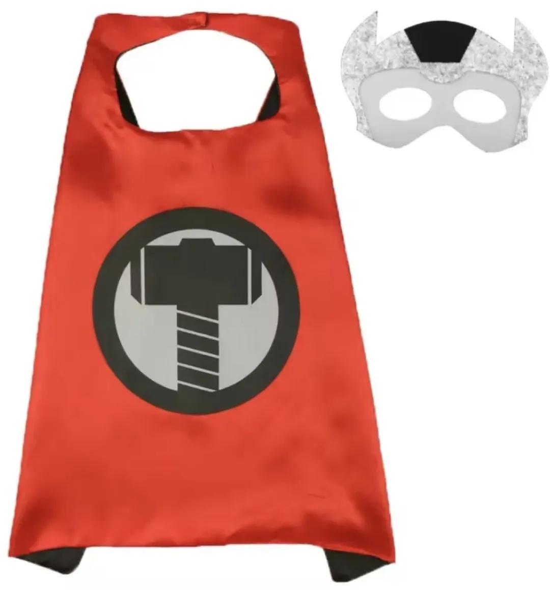 Superheld Thor Cape + Masker One Size - Dondergod - Thor Hamer - Thor thema-outfit - Kinder Thor - Kinderfeestkleding - Superheld - Cadeau - Halloween - Kind - Unisex - Avengers - Mantelpak - Gerechtigheid - Thor's kracht