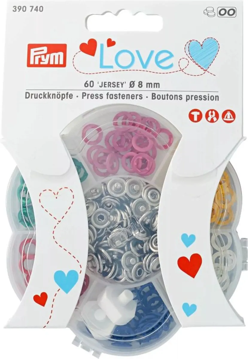 Prym Love Jersey Drukknopen Set 60 Stuks - 6 Kleuren