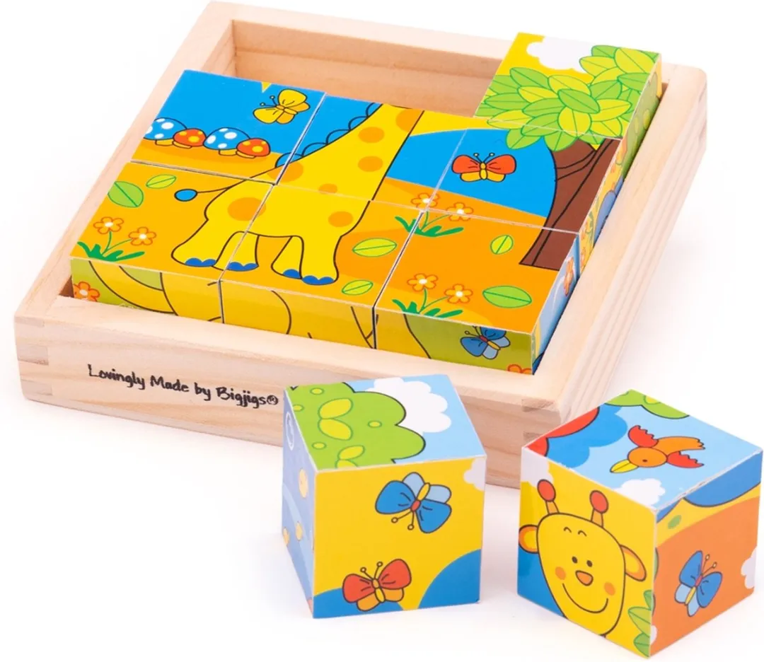 BIGJIGS Houten Blokpuzzel Safari BJ512 - 1000 Stuks - Multicolor