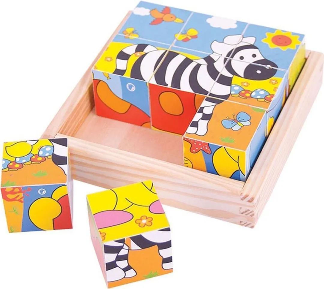 BIGJIGS Houten Blokpuzzel Safari BJ512 - 1000 Stuks - Multicolor