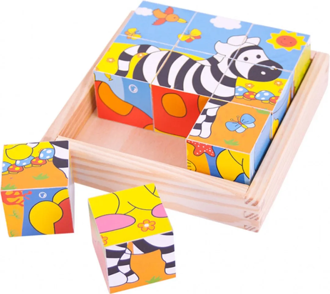 BIGJIGS Houten Blokpuzzel Safari BJ512 - 1000 Stuks - Multicolor