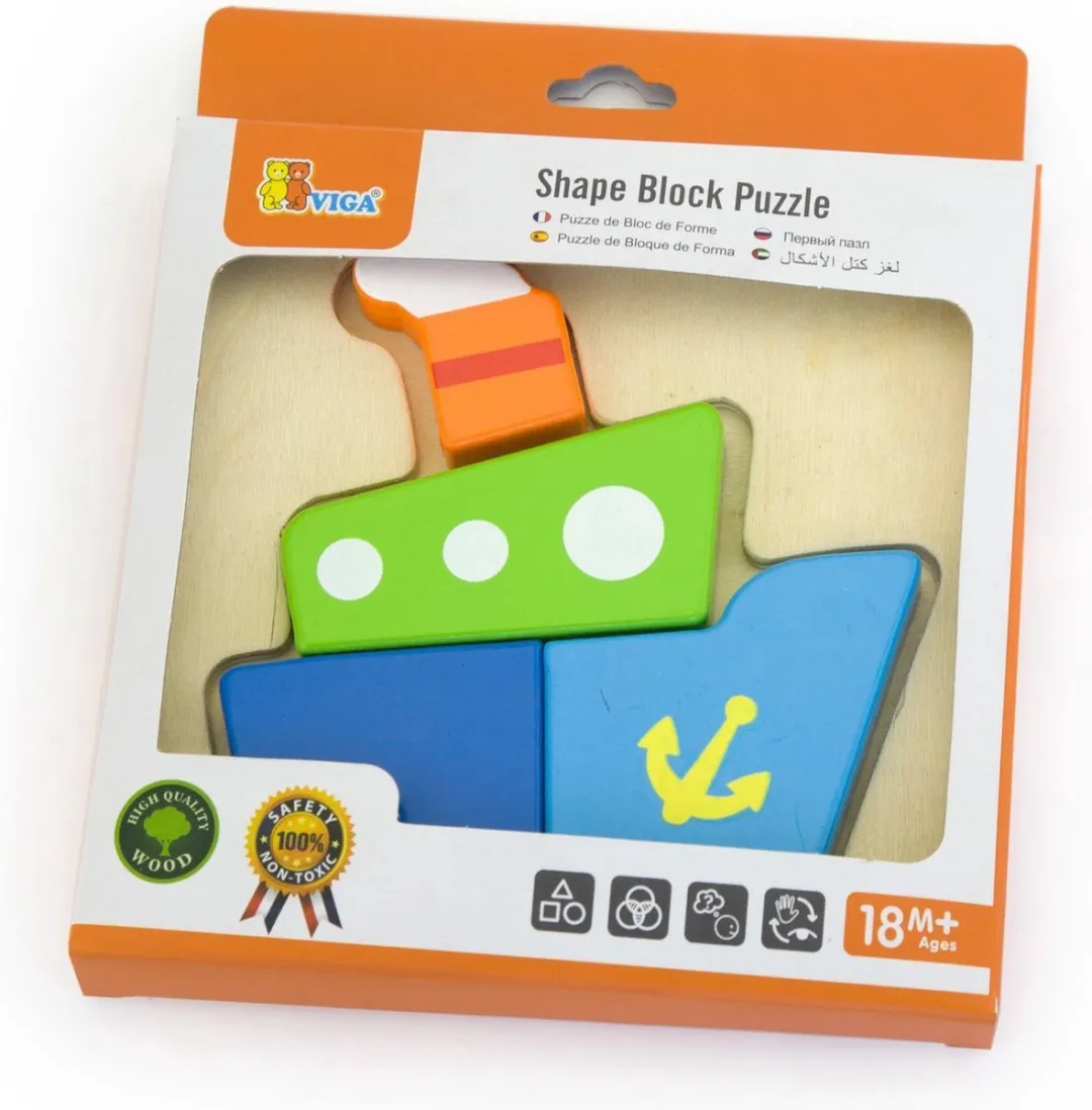 Viga Toys Vormenpuzzel Schip 70-delig - Wit
