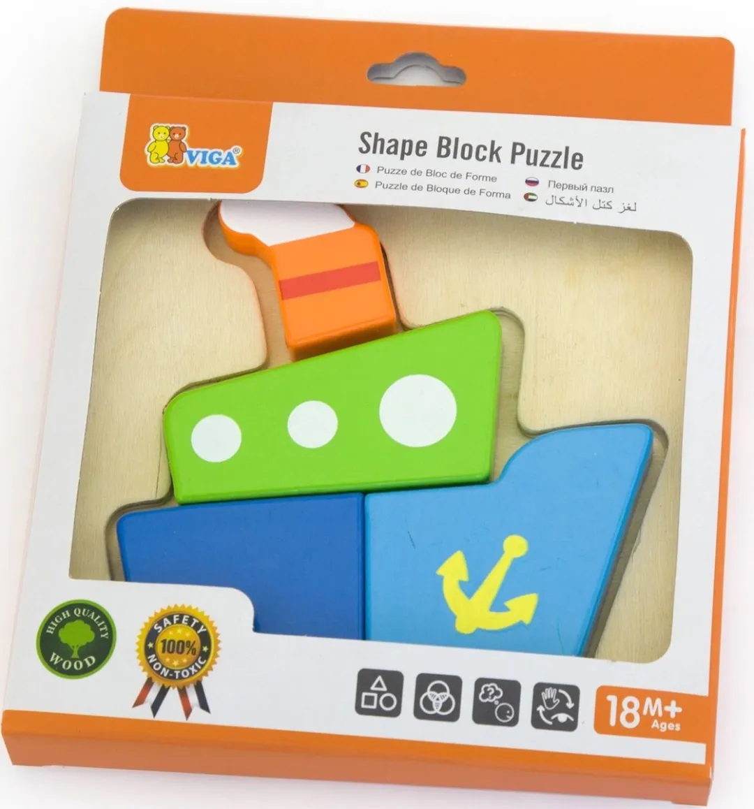 Viga Toys Vormenpuzzel Schip 70-delig - Wit