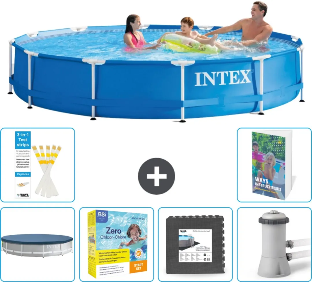 Intex 28210NP-Blauw Rond Frame Zwembad 366x76cm - Blauw