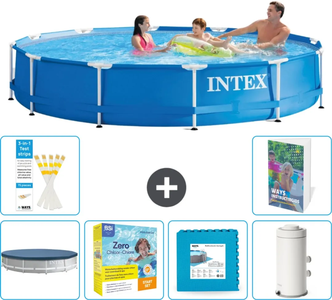 Intex 28210NP-Blauw Rond Frame Zwembad 366x76cm - Blauw