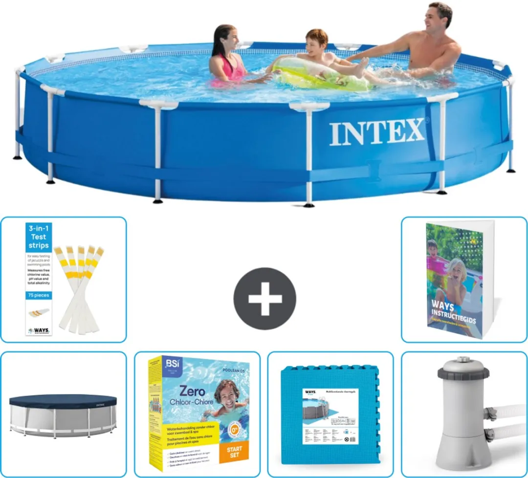 Intex 28210NP-Blauw Rond Frame Zwembad 366x76cm - Blauw