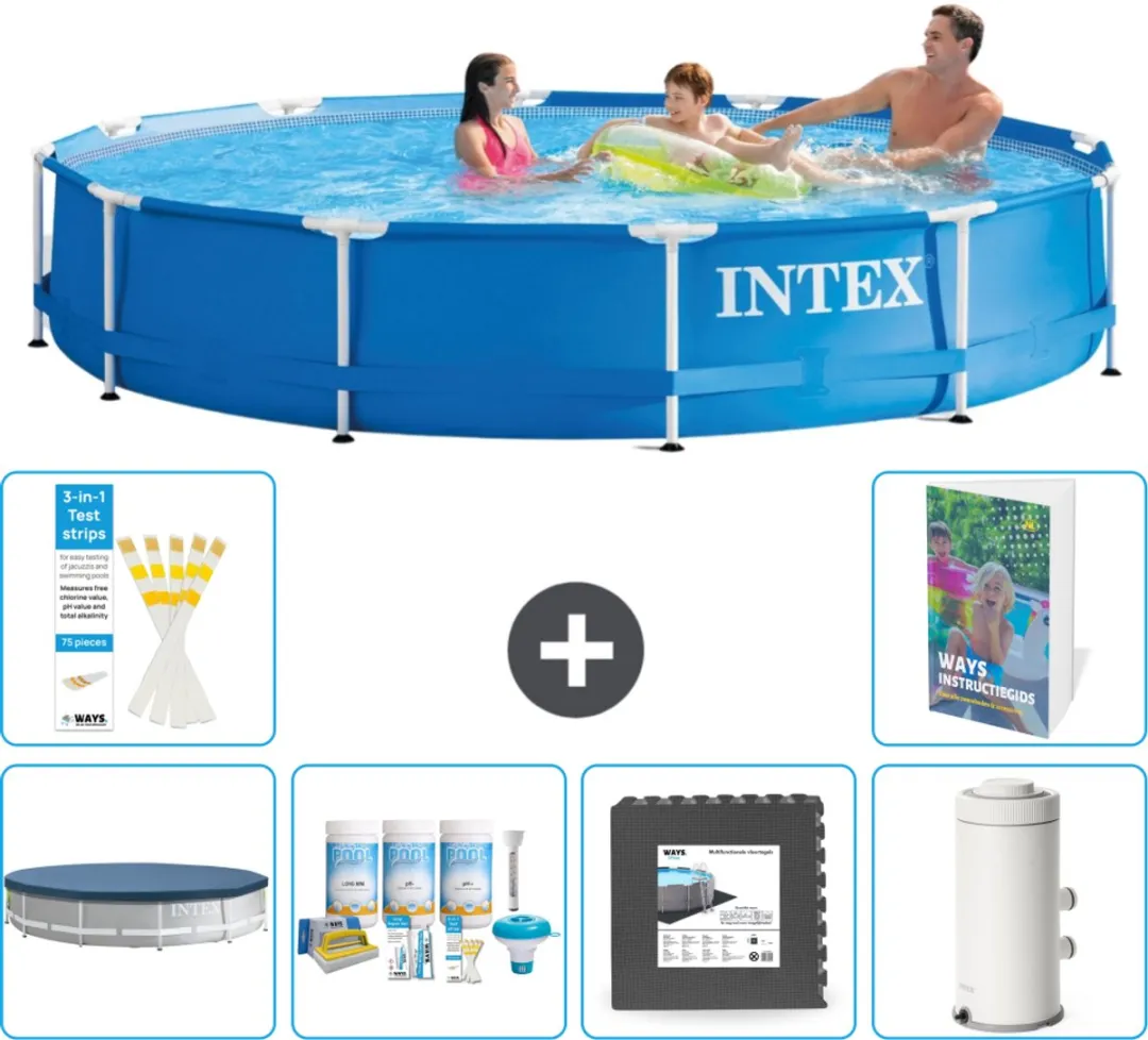 Intex 28210NP-Blauw Rond Frame Zwembad 366x76cm