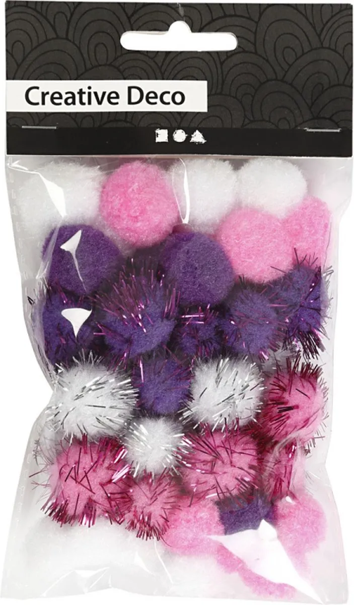 Creativ Company Pompons Paars 15-20mm - 48 Stuks