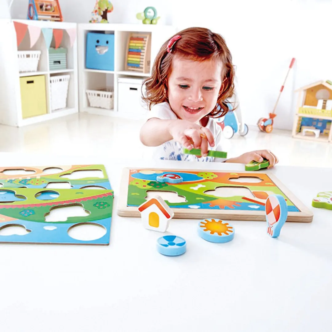 Hape Pepe & Friends Sonnental Puzzle 12 Stuks - Veelkleurig
