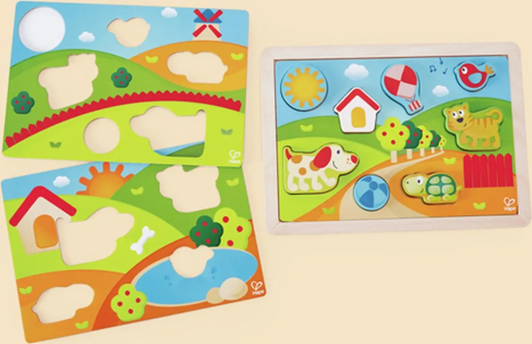 Hape Pepe & Friends Sonnental Puzzle 12 Stuks - Veelkleurig