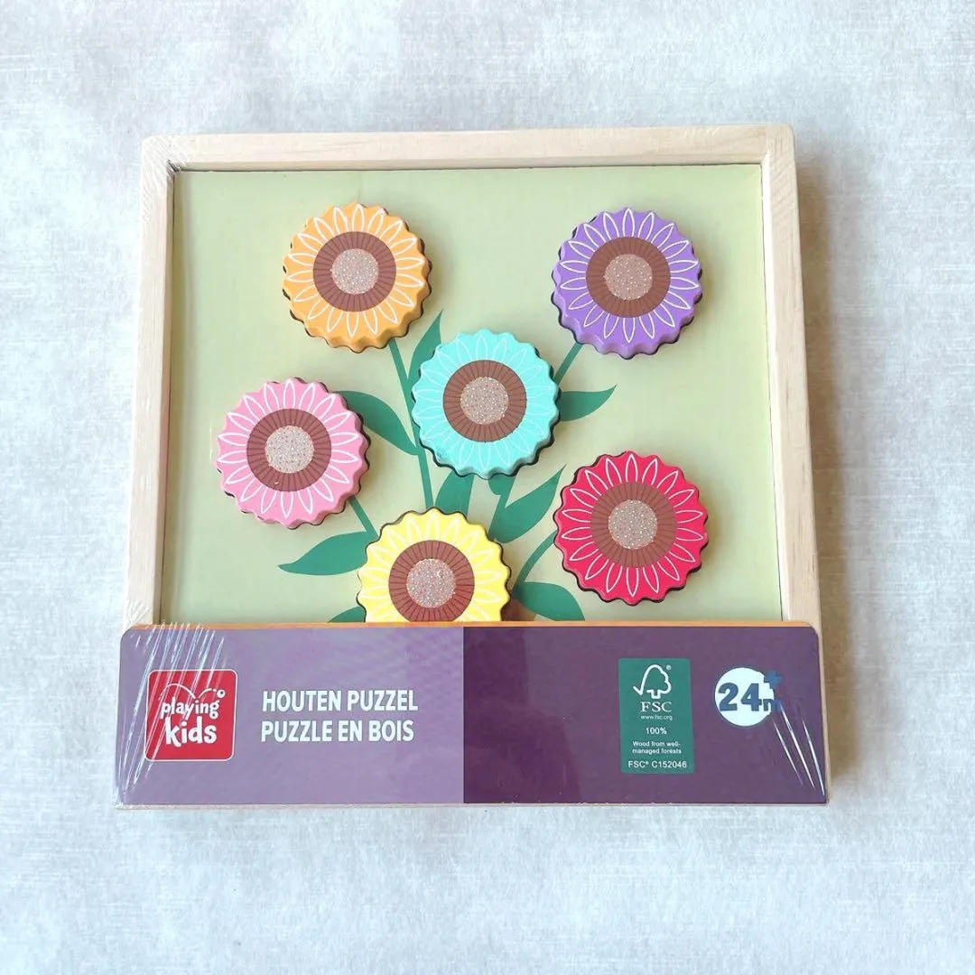 Playing Kids Houten Bloemen Legpuzzel