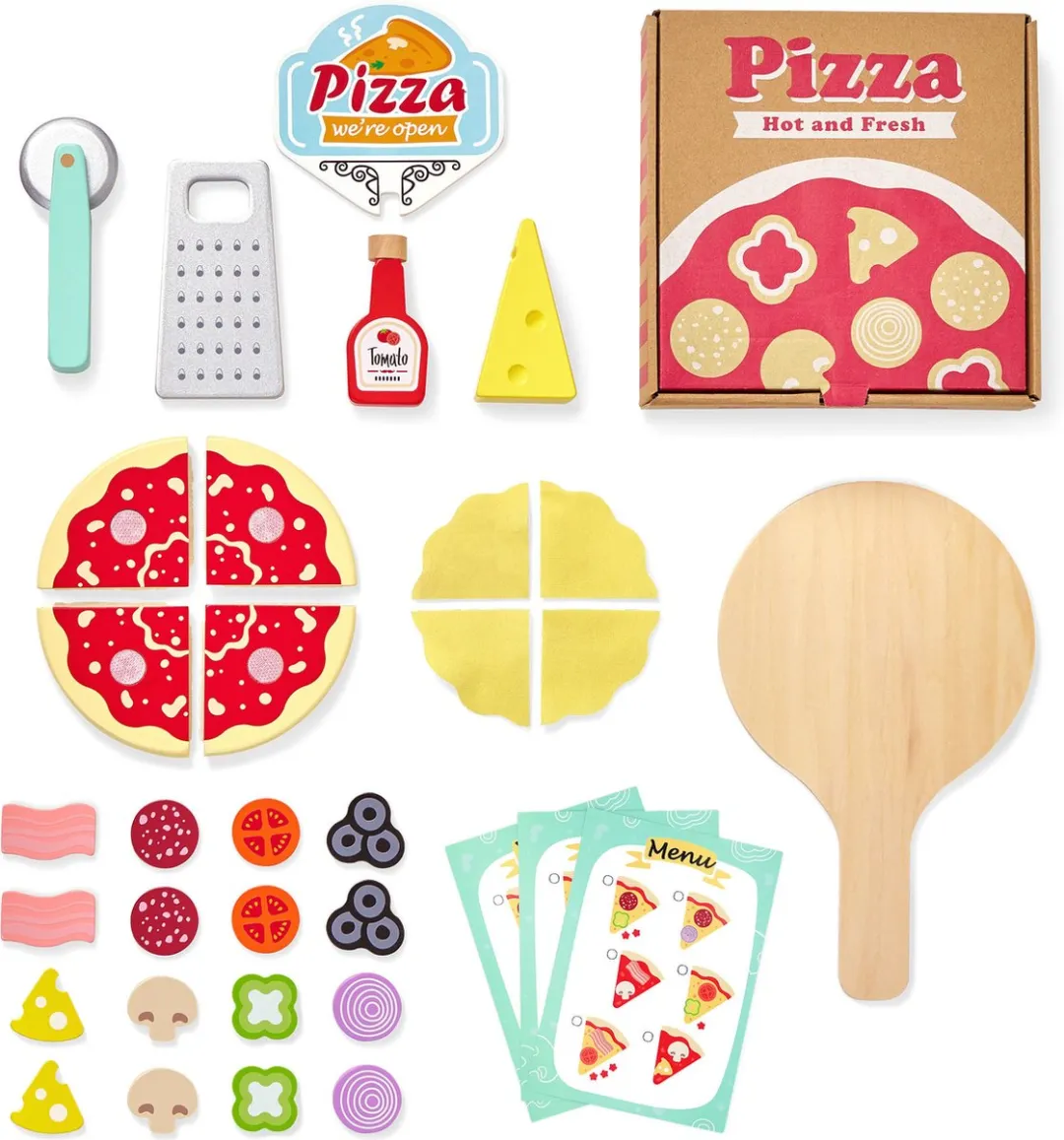 ECOTOYS Houten Pizzeria Speelgoed - Regenboog