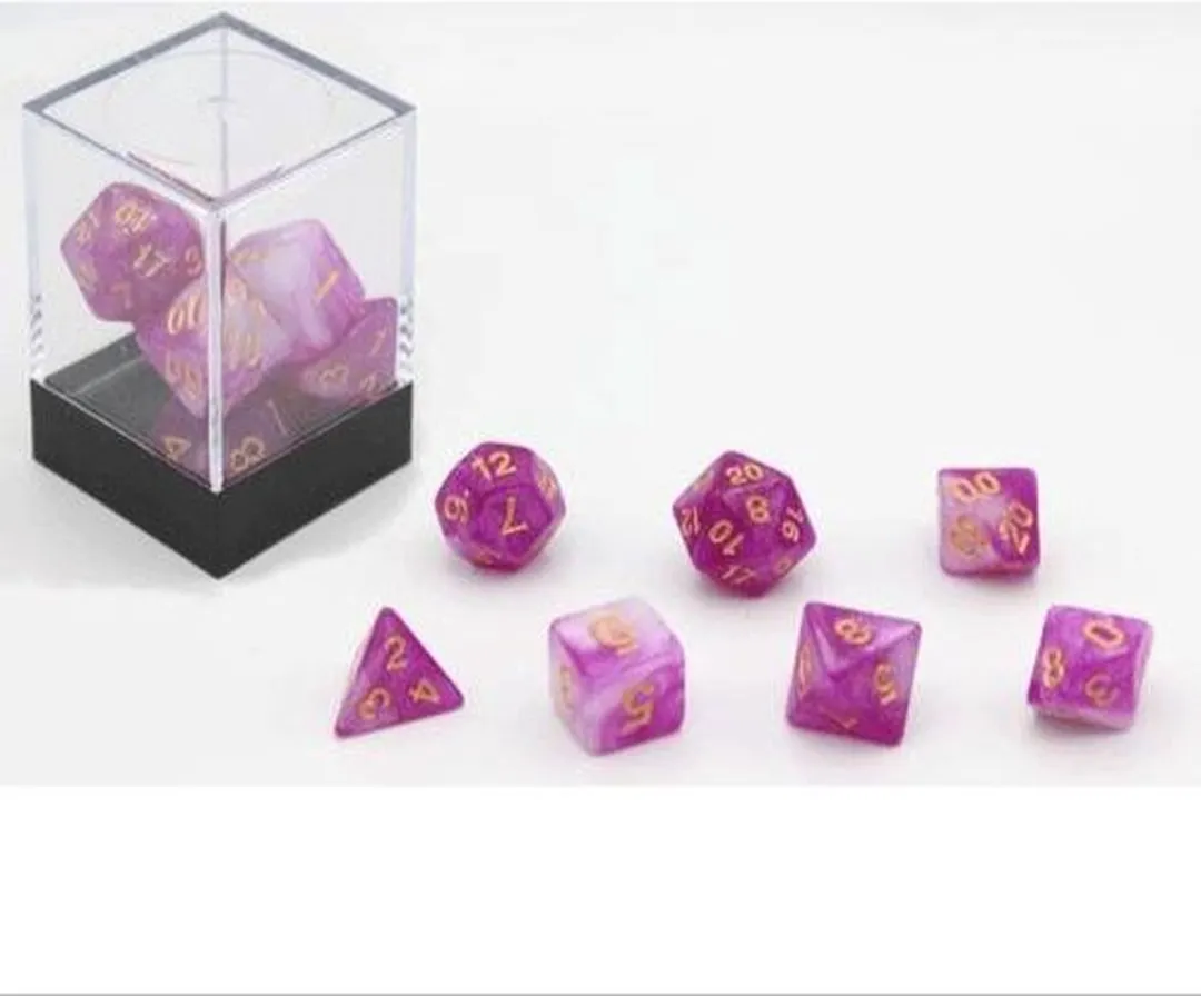 HOT Games Stardust D&D Dobbelstenen Set - 7 Stuks - Paars/Wit