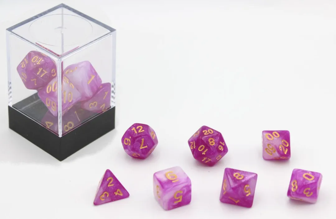 HOT Games Stardust D&D Dobbelstenen Set - 7 Stuks - Paars/Wit