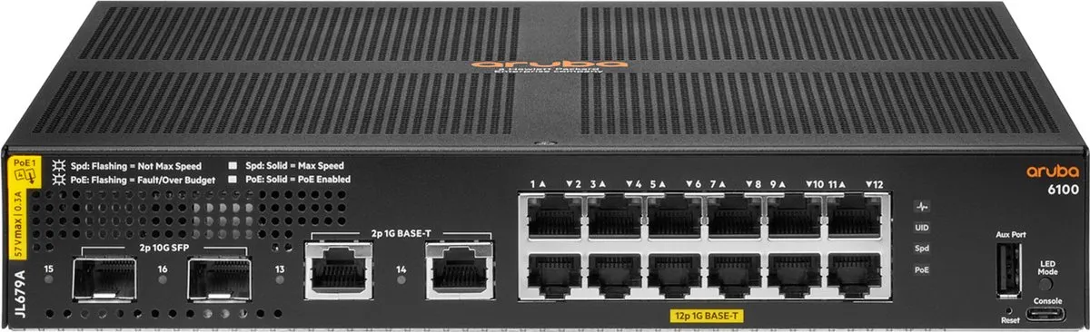 HP Aruba 6100 12G Class4 PoE Switch
