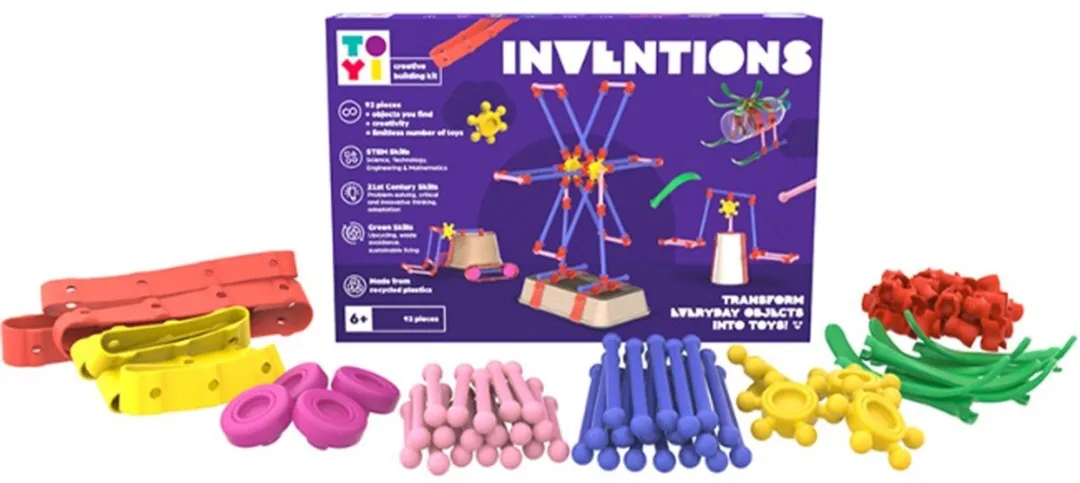 TOYI Inventions STEAM Building Kit - Knutselset van gerecycled kunststof - 92 onderdelen