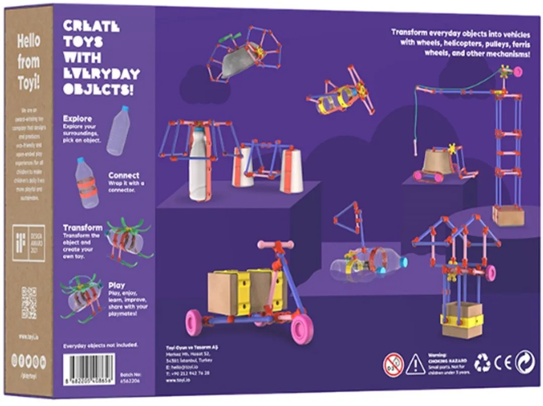 TOYI Inventions STEAM Building Kit - Knutselset van gerecycled kunststof - 92 onderdelen