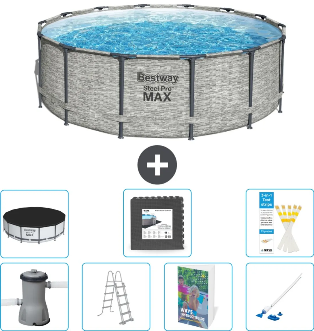 Bestway Steel Pro MAX Zwembad 427x122cm - 15.232L - Grijs