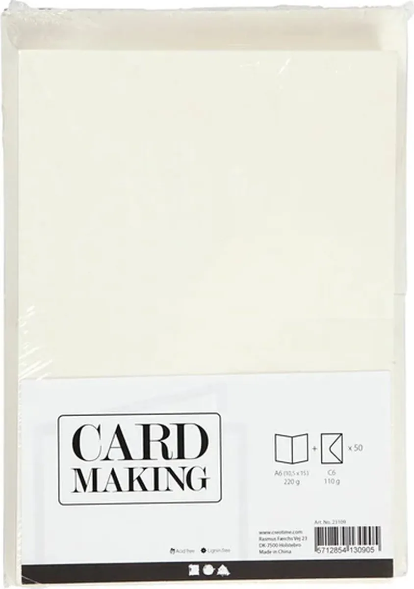 Creativ Company Kaarten & Enveloppen Off-white - 50 Sets 10,5x15cm