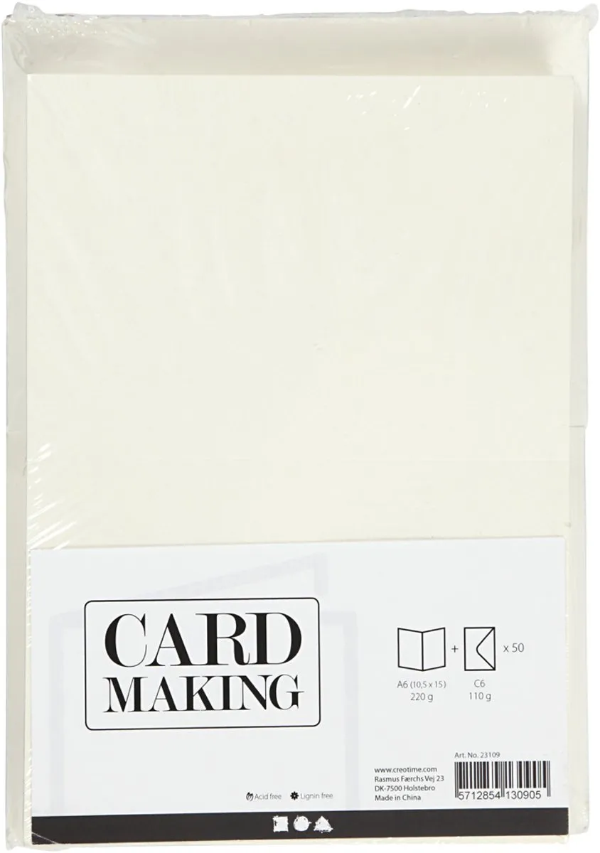 Creativ Company Kaarten & Enveloppen Off-white - 50 Sets 10,5x15cm