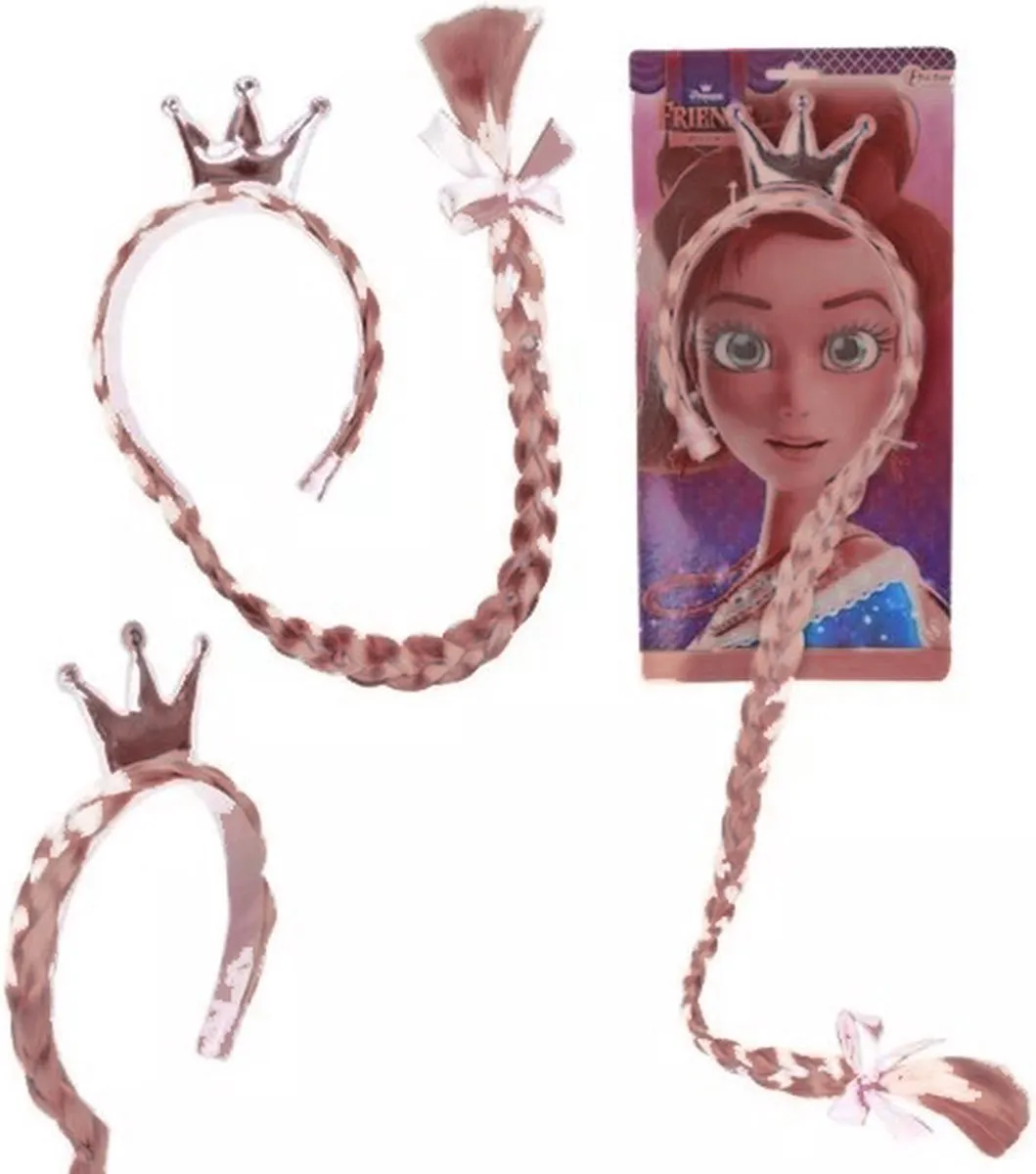 Toi-Toys Haarband Roze Prinses Diadeem met Vlecht