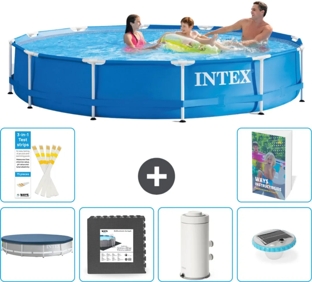 Intex 28210NP-Blauw Rond Frame Zwembad 366x76cm
