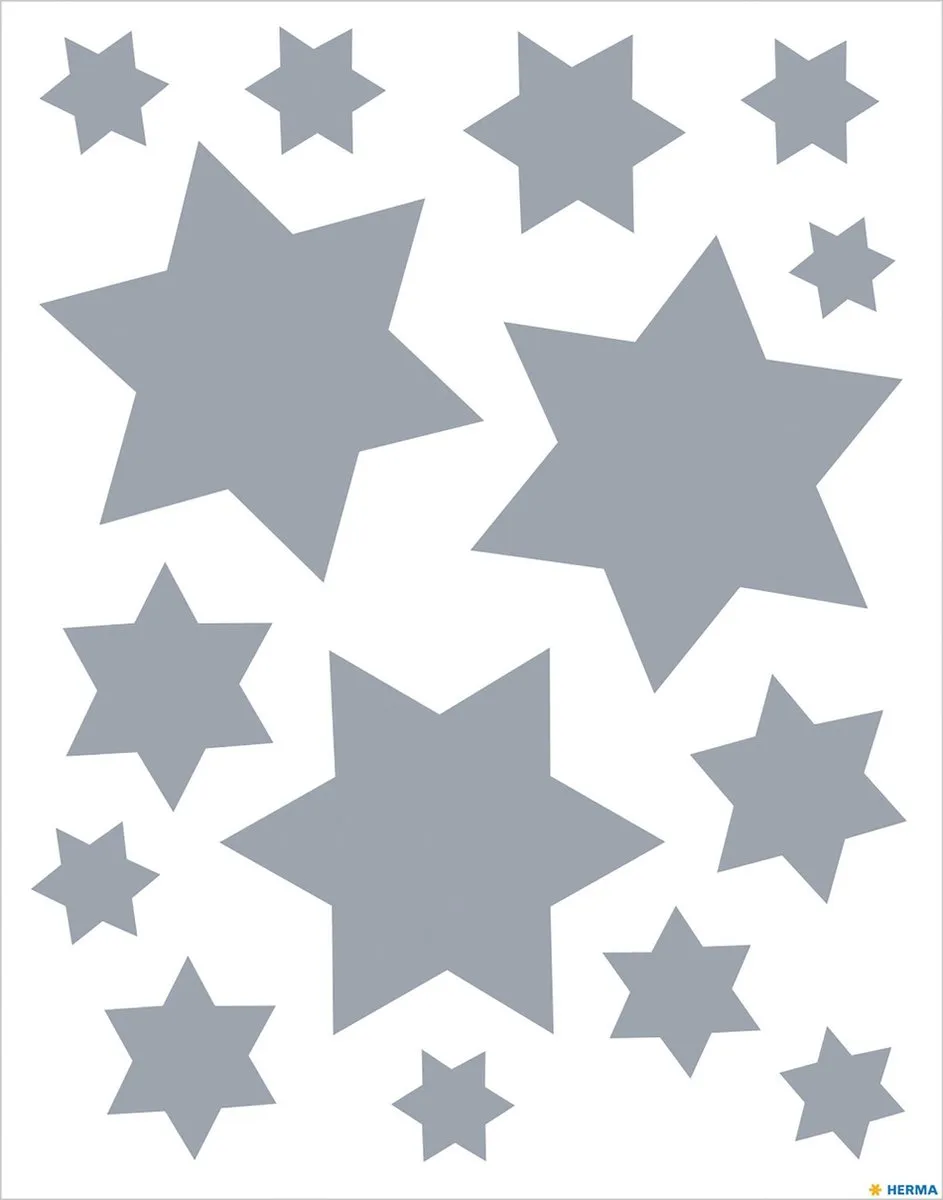 Herma Raamstickers Kerst Sterren - 15 Stuks Zilver