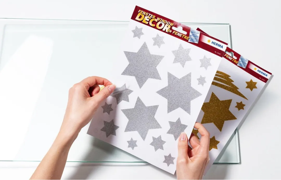 Herma Raamstickers Kerst Sterren - 15 Stuks Zilver