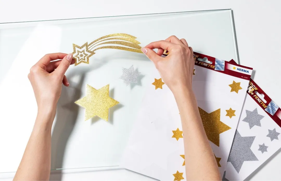 Herma Raamstickers Kerst Sterren - 15 Stuks Zilver