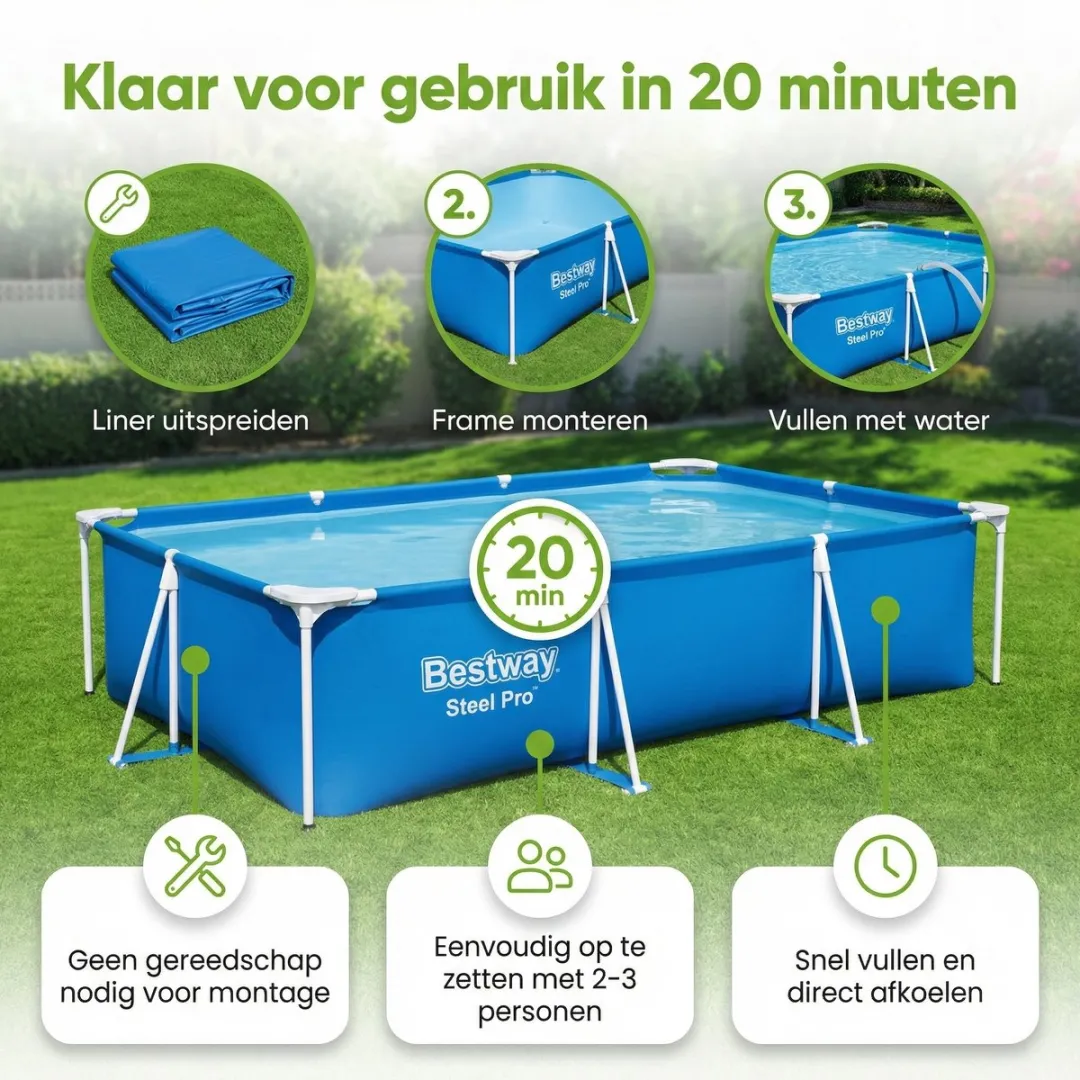 Bestway Steel Pro Zwembad 300x201x66cm Blauw - 7-delig
