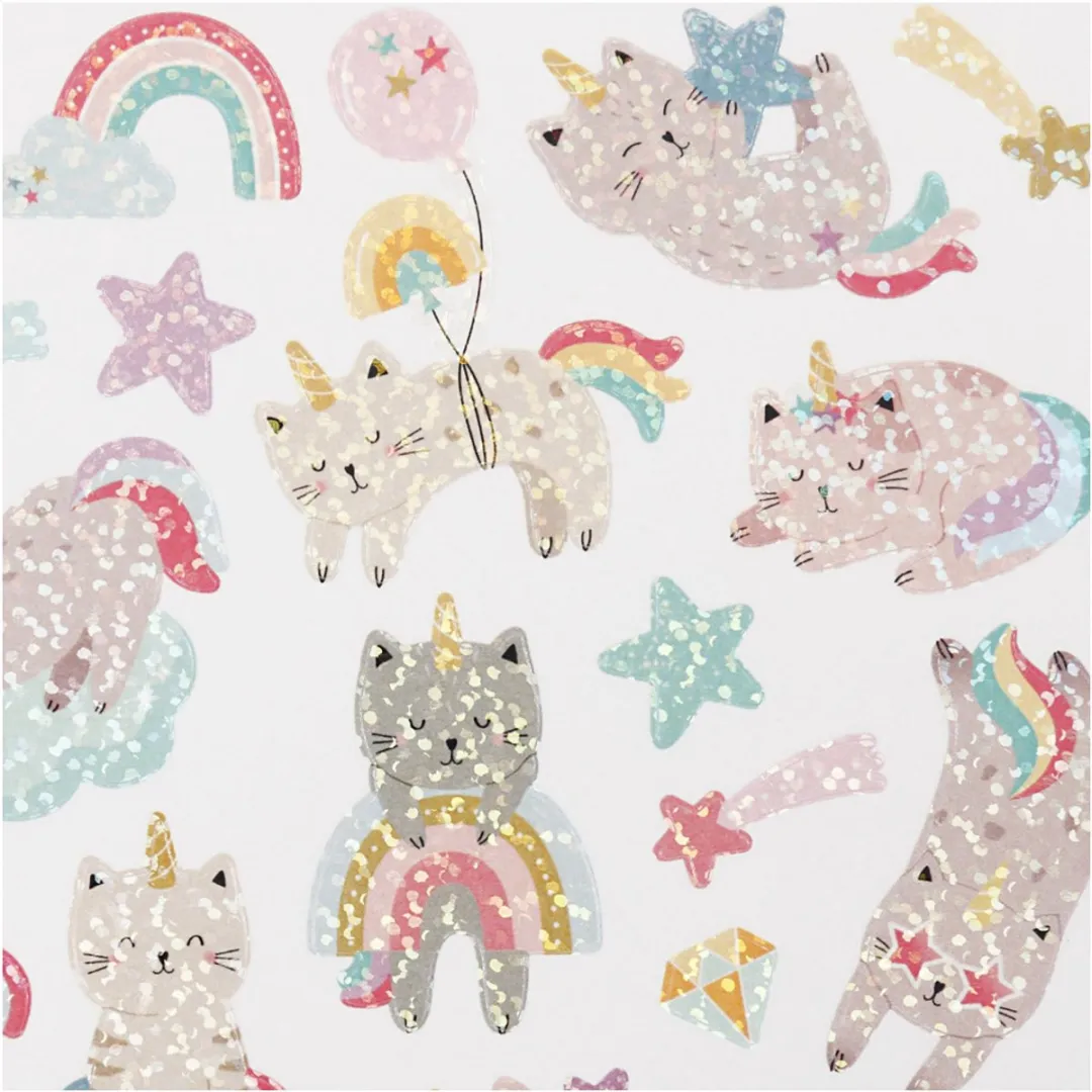 Creativ Company Unicorn Katten Stickers 15x16,5cm - Meerkleurig