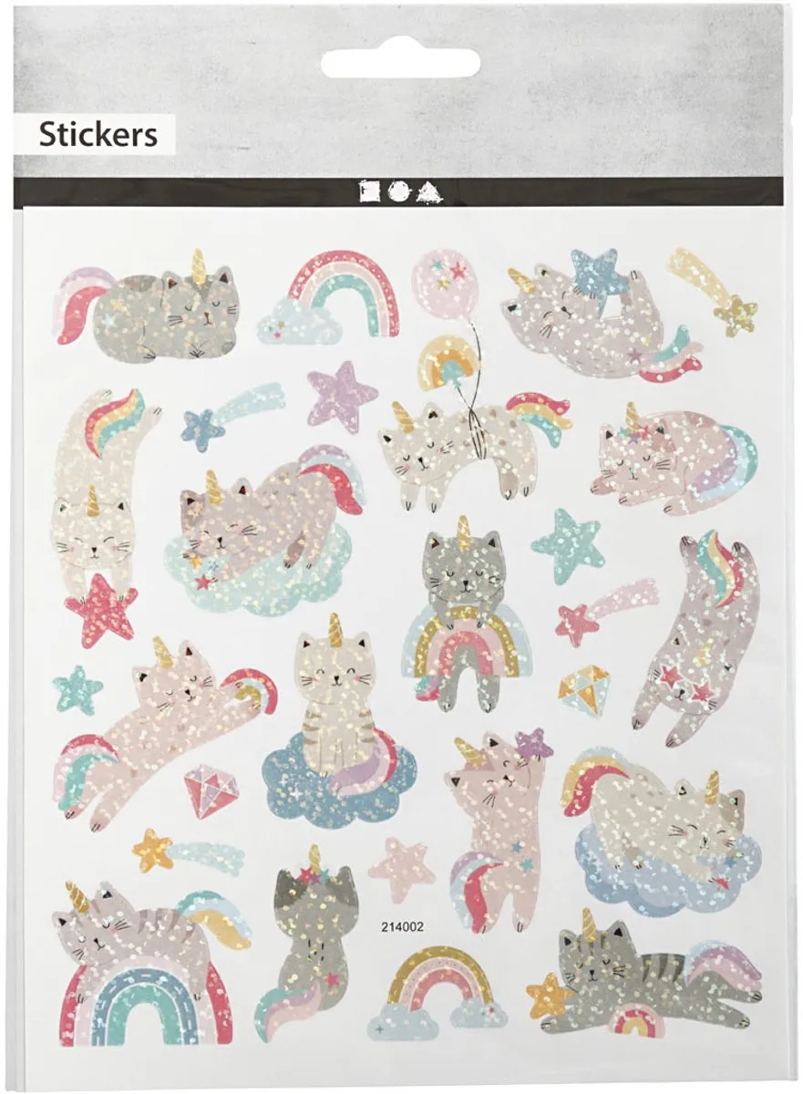 Creativ Company Unicorn Katten Stickers 15x16,5cm - Meerkleurig