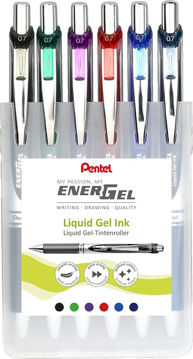 Gelschrijver Pentel BL77 Energel medium assorti 6 stuks