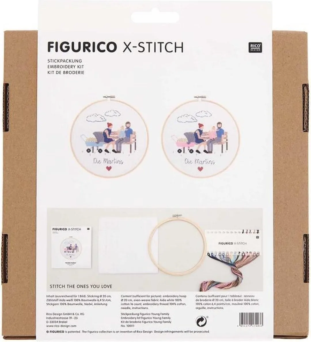 Rico Design Borduurpakket Jonge Familie 100111 - Aida 16 count