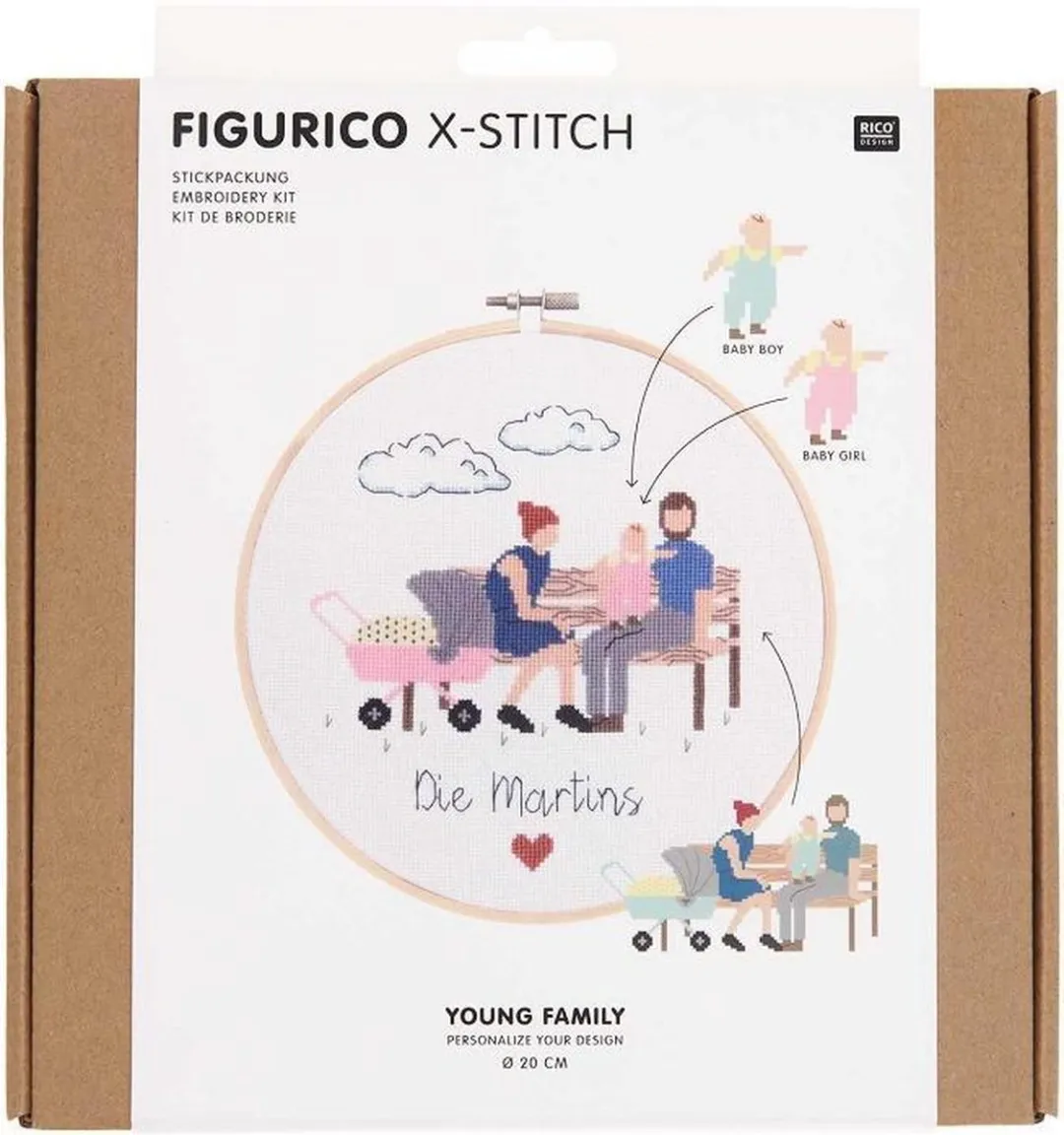 Rico Design Borduurpakket Jonge Familie 100111 - Aida 16 count