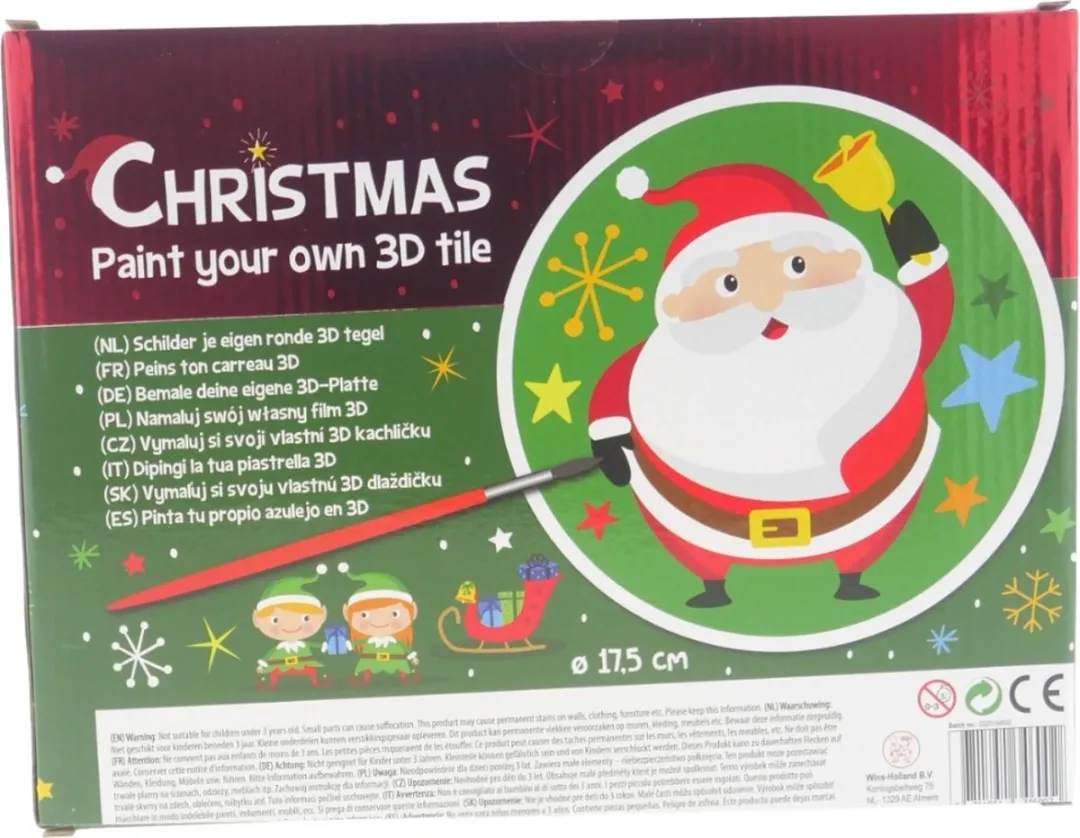 Johntoy Wins Holland 3D-tegel Schilderen Kerst Knutselset 17,5cm - Multicolor