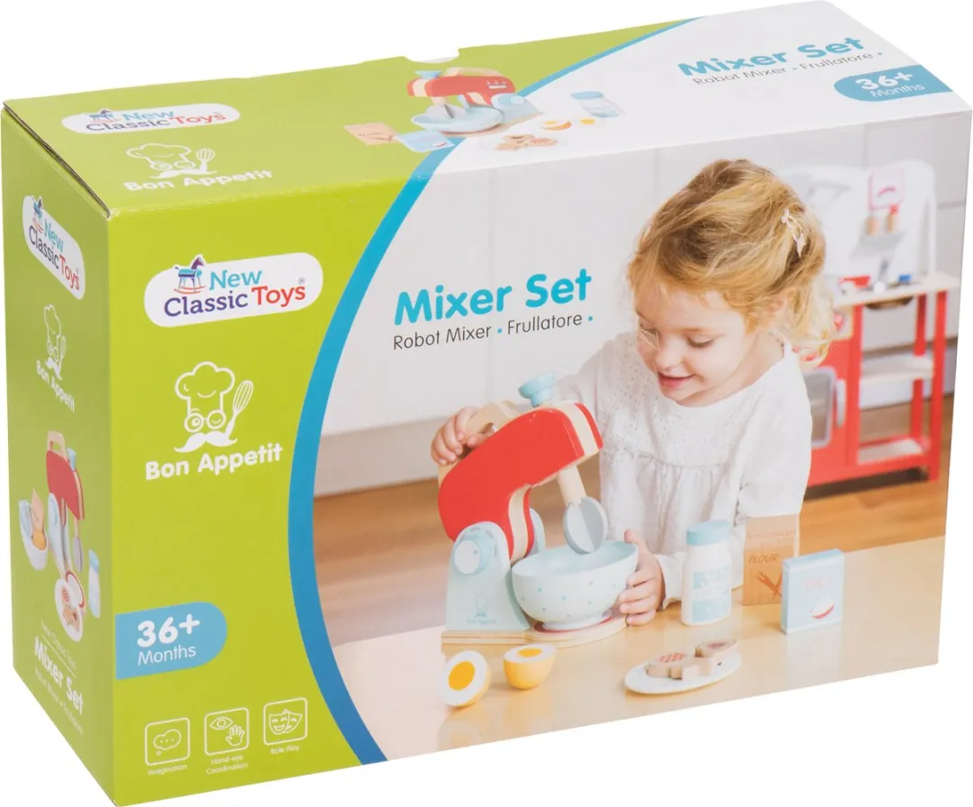 New Classic Toys Houten Mixer Set - 11-delig - Rood