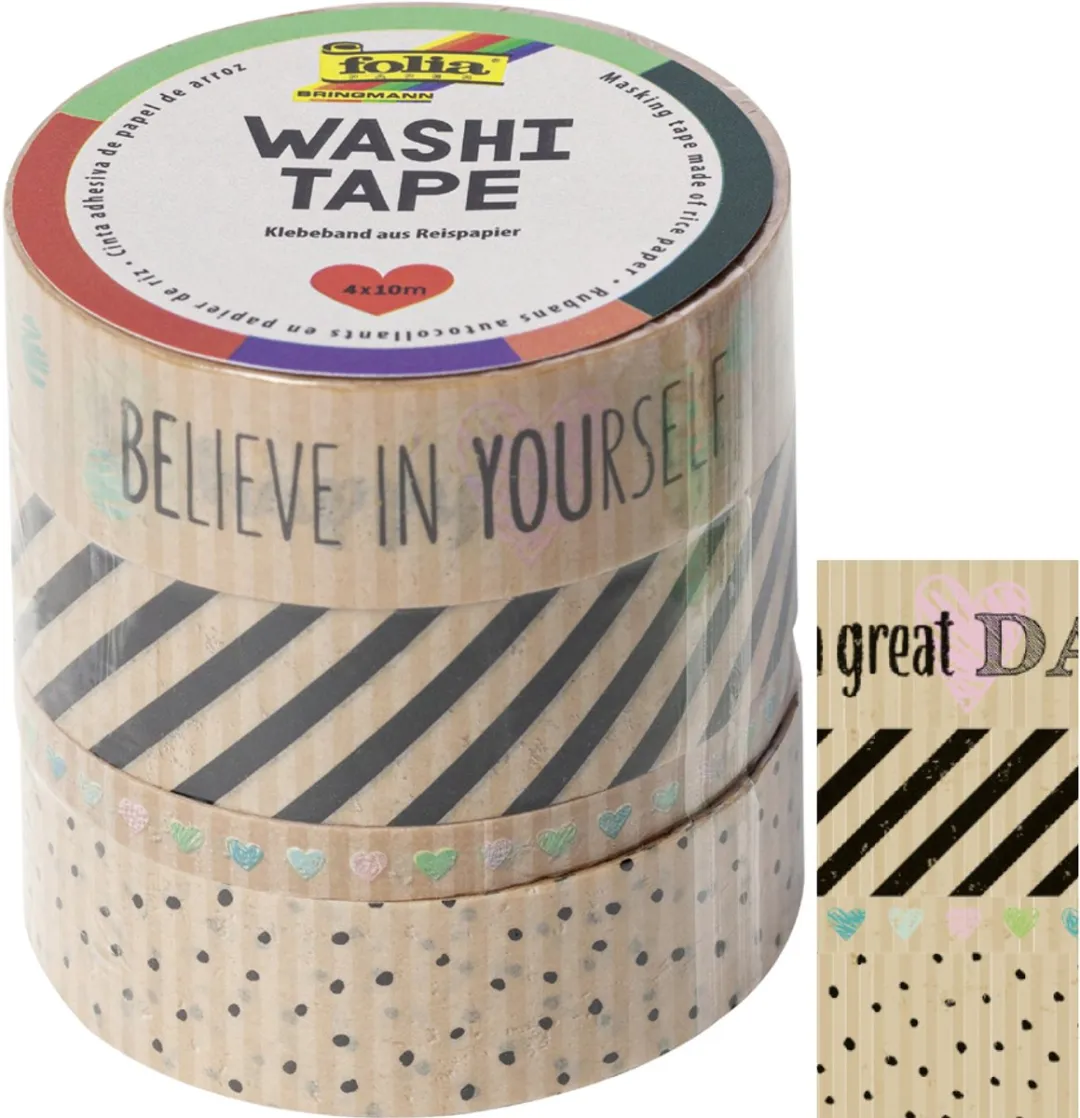 Folia Washi Tape Kraft Party I - 4 Stuks